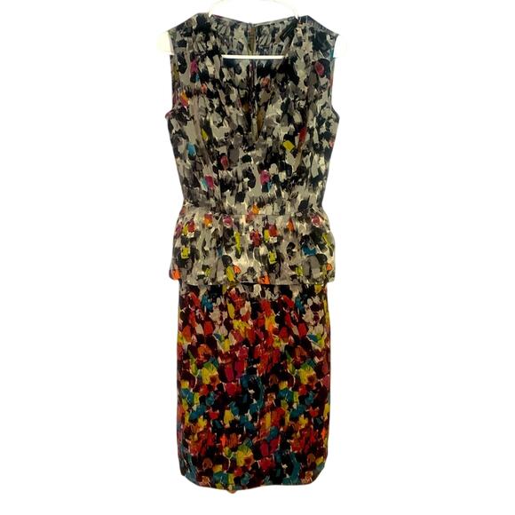 BCBGMaxAzria Colorful Peplum Sleeveless Dress Size 4 CC0550 - Picture 1 of 8